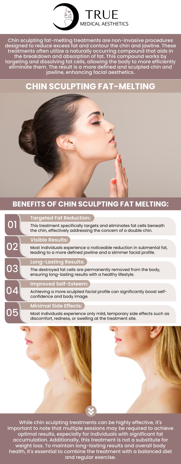 Say goodbye to stubborn double chin concerns and hello to a more sculpted, confident you. Chin Sculpt Fat Melting target and melt away excess fat beneath the chin, providing a non-invasive and rejuvenating solution for a more contoured appearance. They are quick and require minimal downtime. Visit Tristen Durkin, and her team to rediscover your confidence and embrace a sleeker, more refined you. For more information, contact us or schedule an appointment online. Our clinic is conveniently located at 50 Avon Meadow Lane Avon, CT 06001.